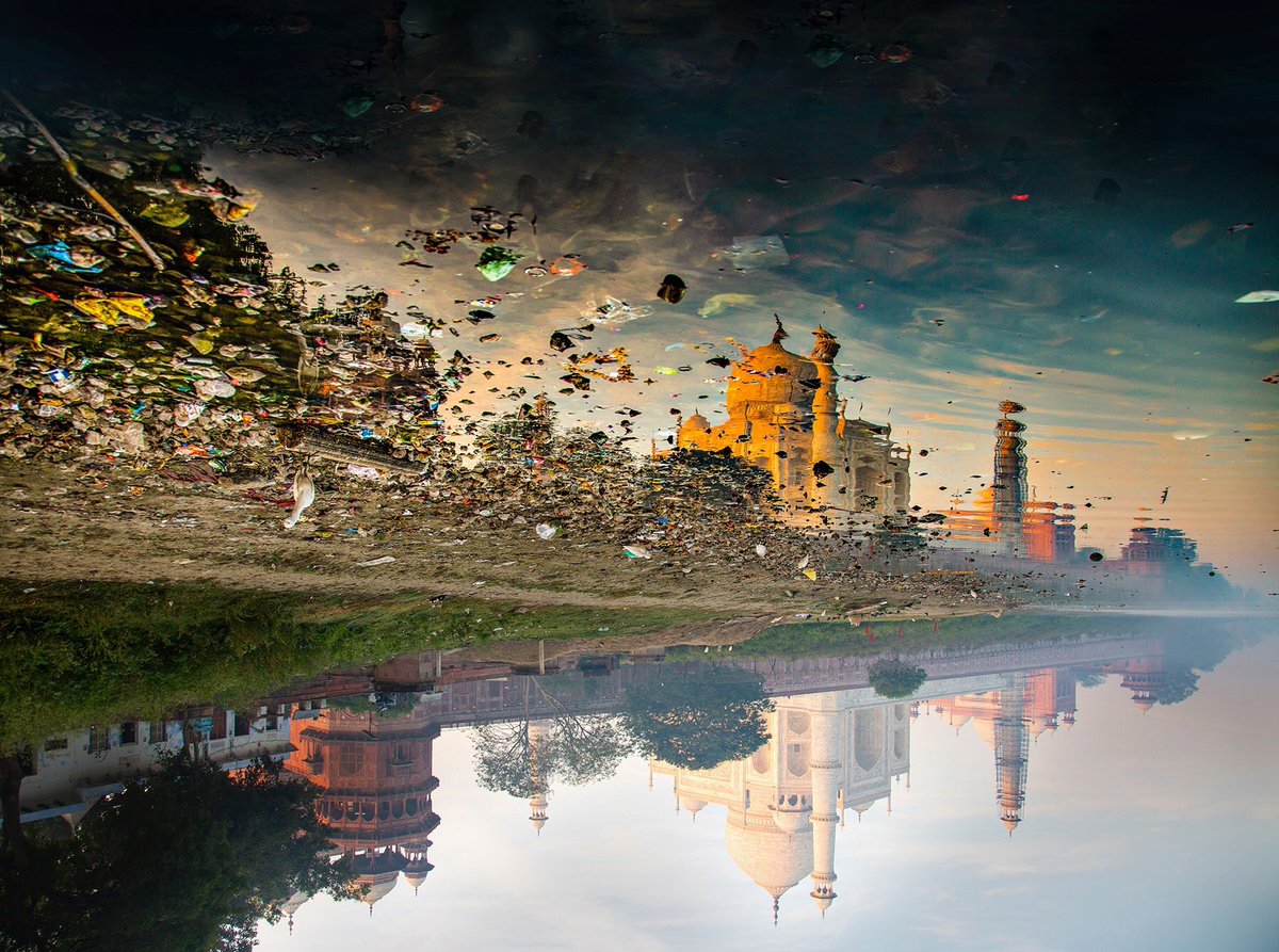 junglelight's tweet photo. Asia Media Awards 2019 Gold Prize for Feature Photography for the India Today Cover Photograph on`Saving the Taj Mahal'. The cover is an inverted image of the reflection of the Taj Mahal in a polluted, trash &amp; plastic filled Yamuna river. https://t.co/8RnEpwhjaJ