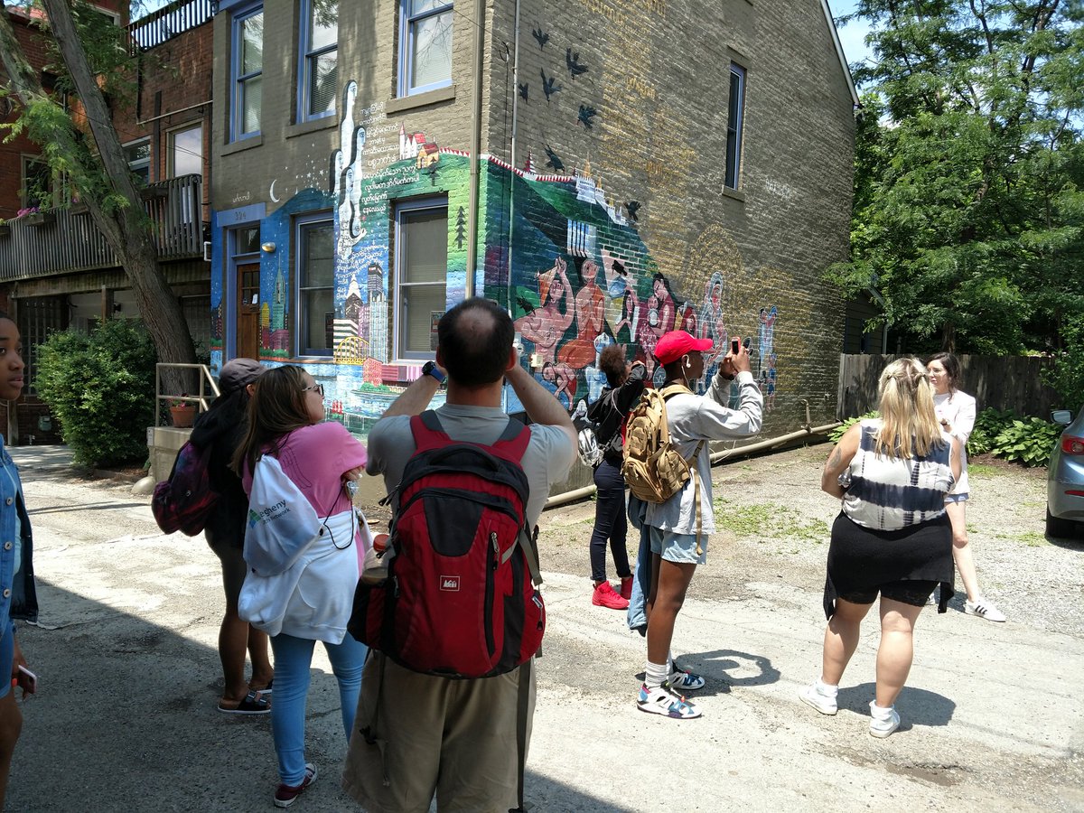 Next stop on the walking tour: Alphabet City! We learned about <a href="/cityofasylum/">City of Asylum</a> and the support they offer to persecuted artists from around the world. Thanks, Lucia, for telling us more about the public art on the writer-in-residence houses.