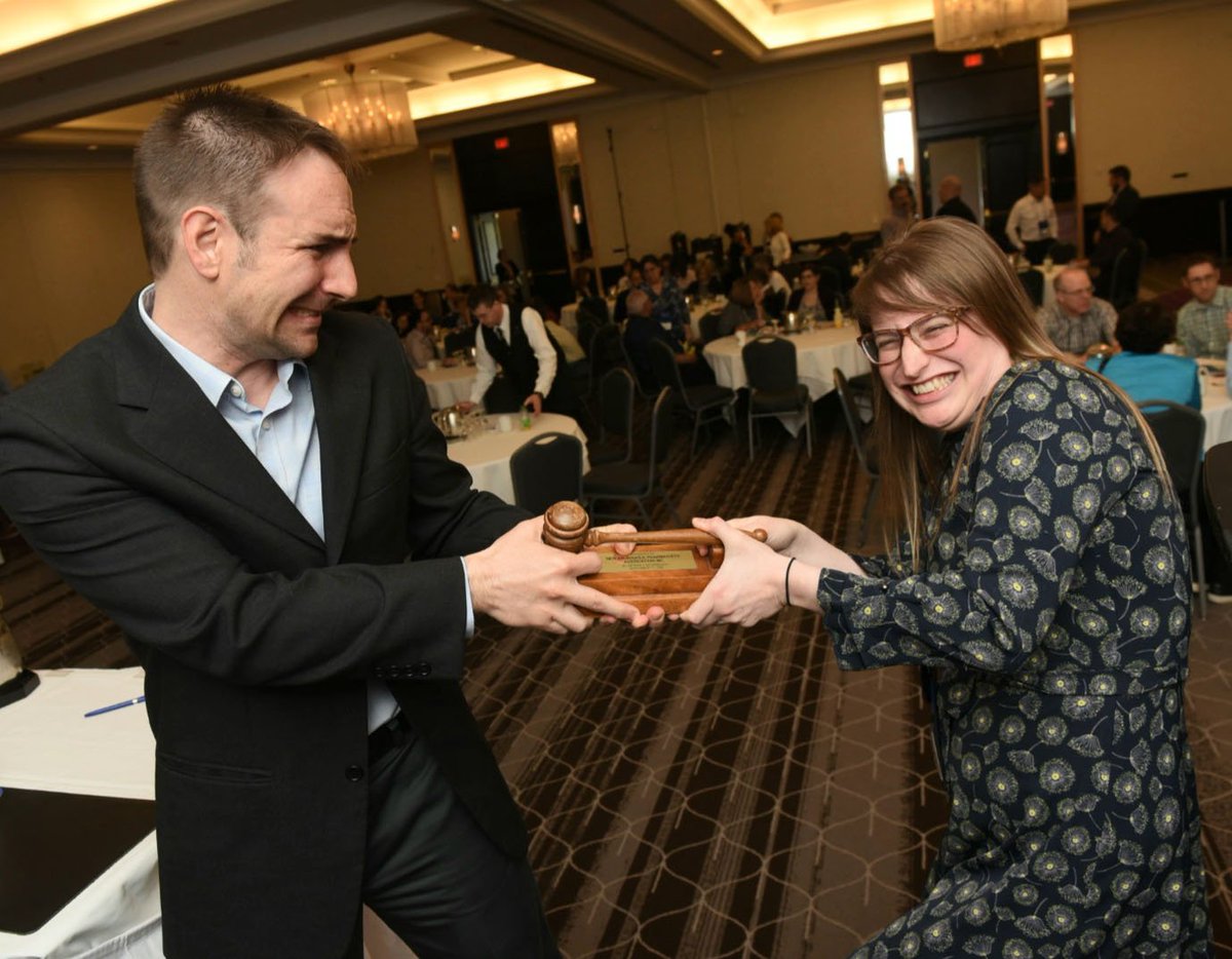 Power struggle at the NBPA AGM (Not!)! Thank you so much to outgoing president <a href="/AABrillant/">Andrew Brillant</a> for his excellent work leading the board over the past three years. Congratulations to our new president <a href="/ChristineBoud/">Christine Boudreau</a>. We're looking forward to your turn with the gavel! @PBlanchardNBPA