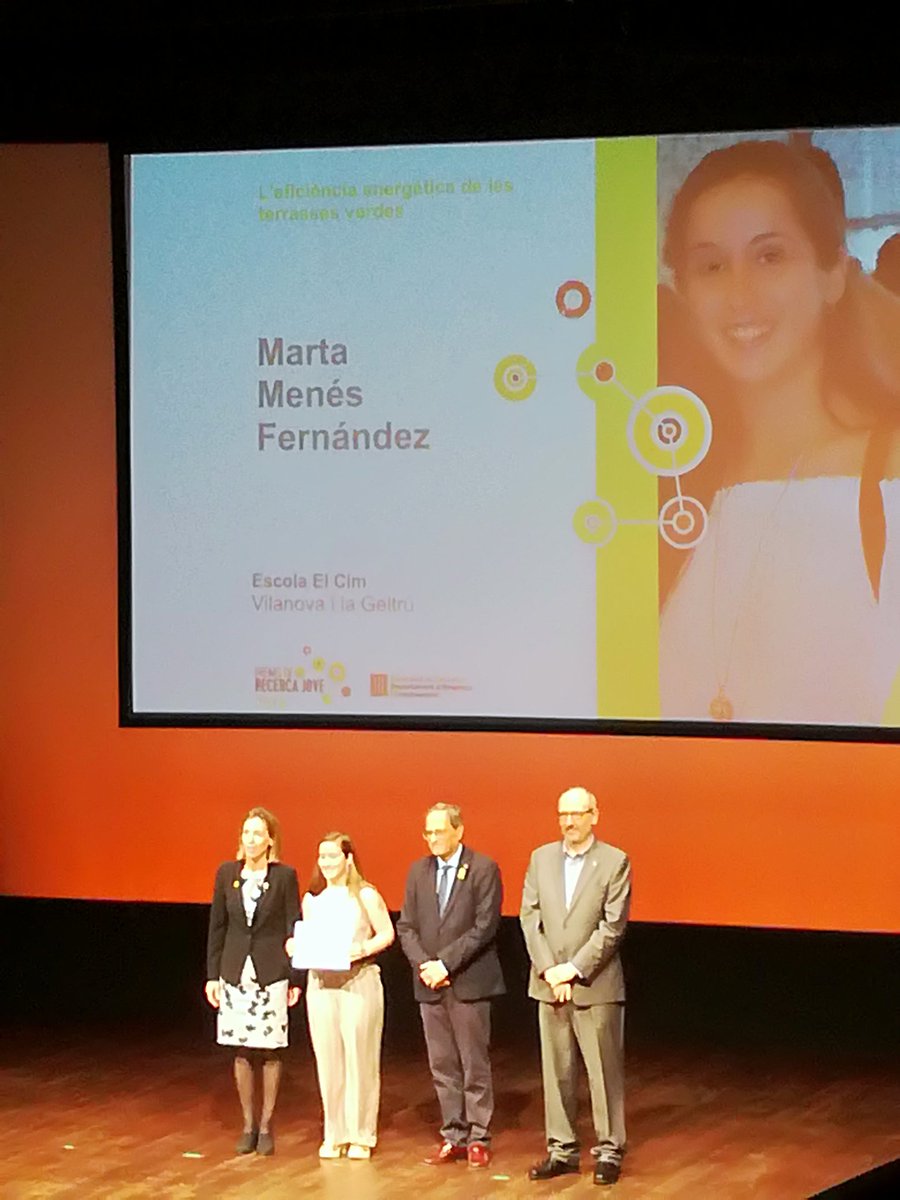 Escola_ElCim's tweet photo. Avui entrega dels Premis de Recerca Jove 2018 @govern @lauditori Premiat el treball de recerca del curs passat de la Marta Menés. Moltes felicitats! #PRJ18 https://t.co/vwqc13ICUs