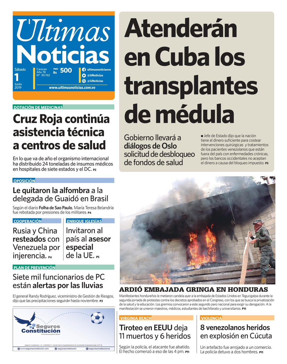 UNoticias's tweet photo. ¡Buenos días! Aquí la portada de #ÚltimasNoticias para este #1Jun https://t.co/CLOqXYVIZR
