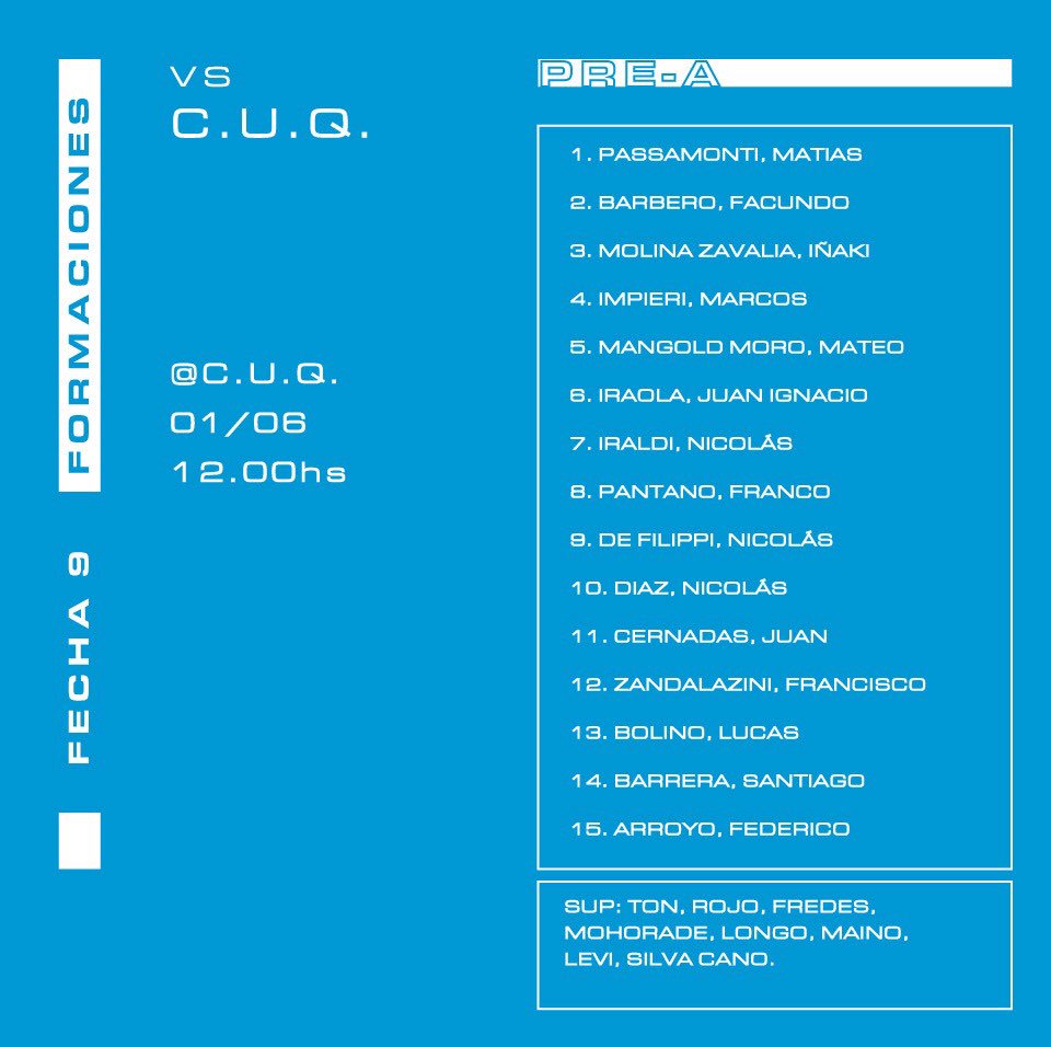 lnrugby's tweet photo. Estos son los equipos que enfrentan hoy a @cuquilmes por la 9na fecha del torneo de la @URBA_ok
@motorola_ar
#hellomoto
#helloWilliam
.
.
#SomosWilliam https://t.co/PqyyDaFtOT