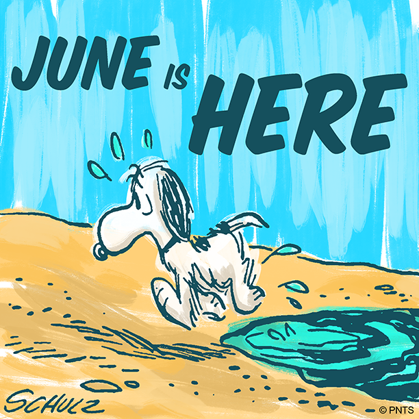 Snoopy's tweet image. Hello, June! ☀️