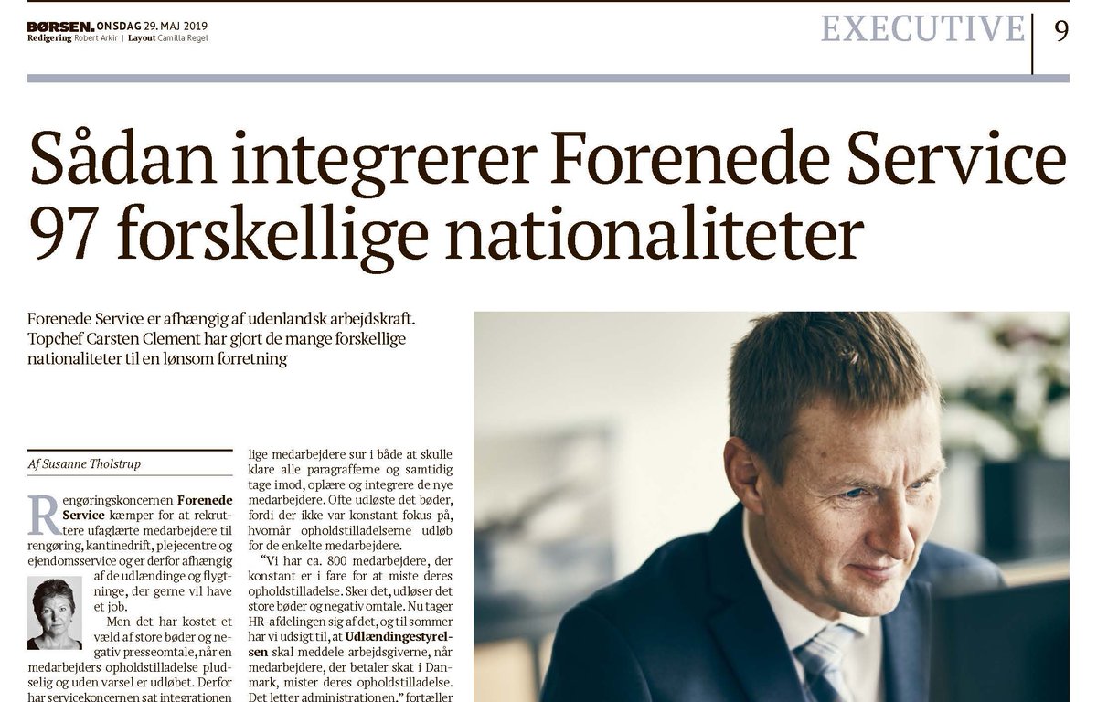 ForenedeService's tweet image. Hvordan lykkes man med at integrere 97 forskellige forskellige nationaliteter i den samme virksomhed? @borsendk har spurgt Forenedes koncerndirektør Carsten Clement.  #integration #CSR #dkpol #dkbiz #arbejdsmarked #arbejdskraft borsen.dk/nyheder/execut…,,