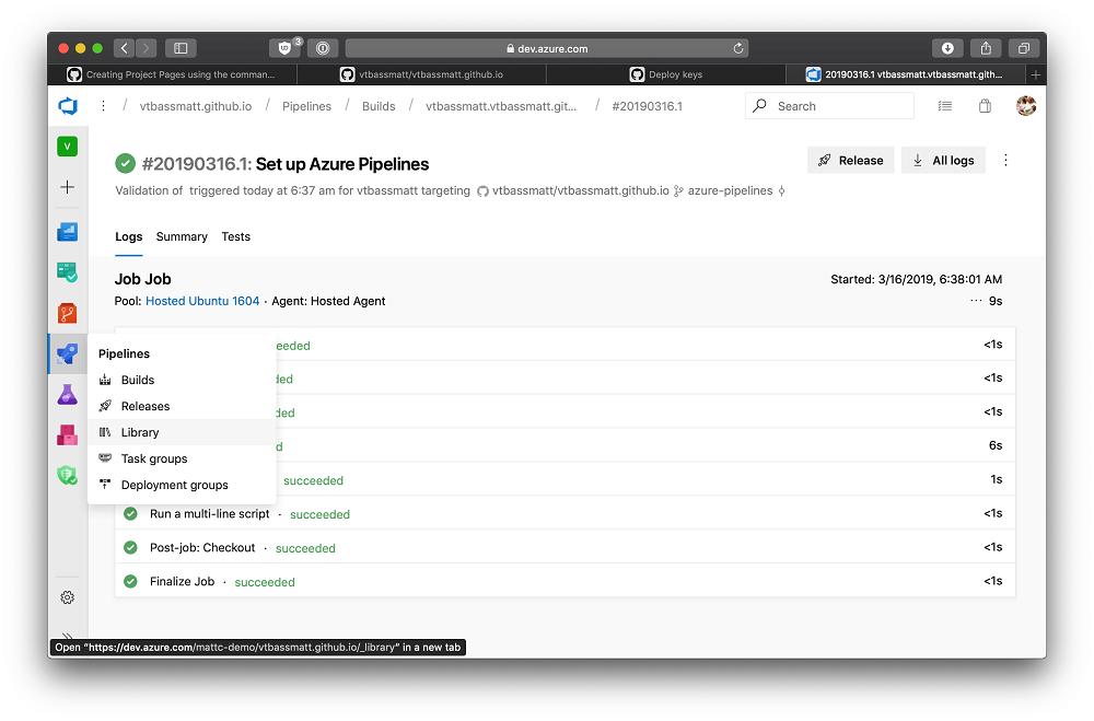 OpenAtMicrosoft's tweet image. A popular way to maintain great docs is to host them directly from your @github repo with #GitHubPages. 
In this tutorial, Matt Cooper walks you through building and publishing GitHub Pages using @Azure Pipelines. msft.social/XjYxiP