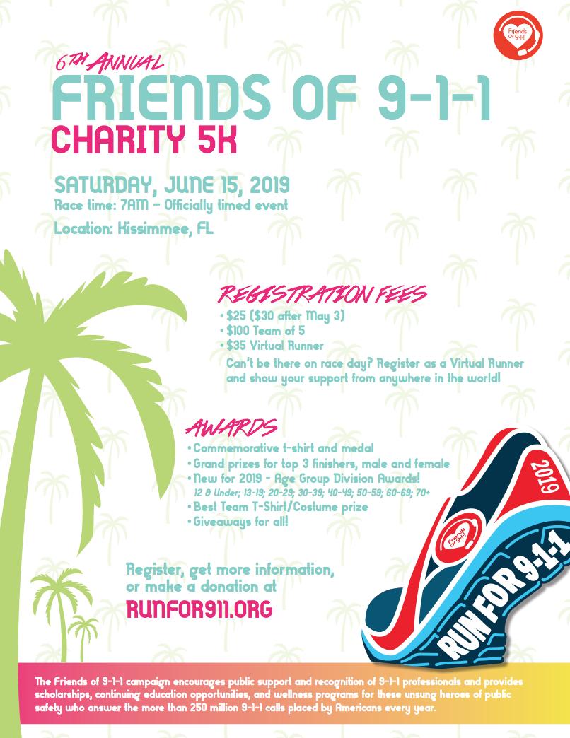Have you registered for the 6th Annual Run/Walk for 9-1-1? If not, now is the time! <a href="/911NENA911/">NENA</a> will be in Kissimmee, Florida on Sunday, June 15 for its charity 5k in support of America's 9-1-1 professionals. Details can be found here: runfor911.org