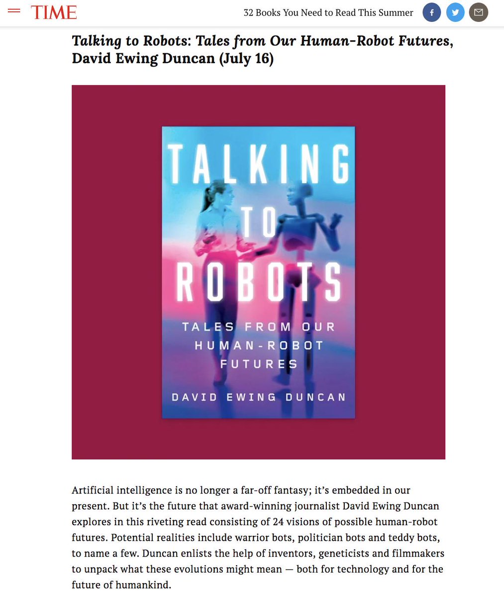 Duncande's tweet photo. Proud to have my book "Talking to Robots" one of Time Magazines "32 Books You Need to Read This Summer" https://t.co/yeXDHGGqPZ @duncande @duttonbooks #talkingtorobots https://t.co/kQdhdJbnR0