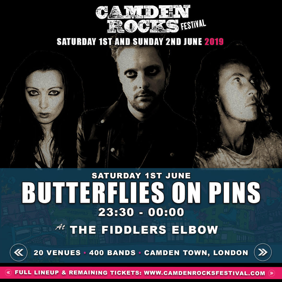Just 2 days to go!!

This Saturday we are excited to be playing <a href="/CamdenRocksFest/">Camden Rocks Fest</a> at <a href="/FiddlersCamden/">The Fiddlers Elbow</a> 

Contact us for discounted tickets!! X

#livemusic #butterfliesonpins #Postpunk #psychedelic #camdenrocks