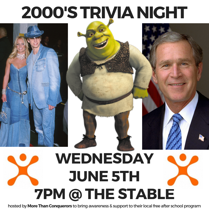 MoreThanConq's tweet photo. We've got 2000's Trivia Night coming up on June 5th at the Stable starting at 7pm.
Grab your denim outfits, and listen to you favorite boy bands to prepare for trivia.
#MTCPendleton 
#For Pendleton https://t.co/rSmSmhMlka