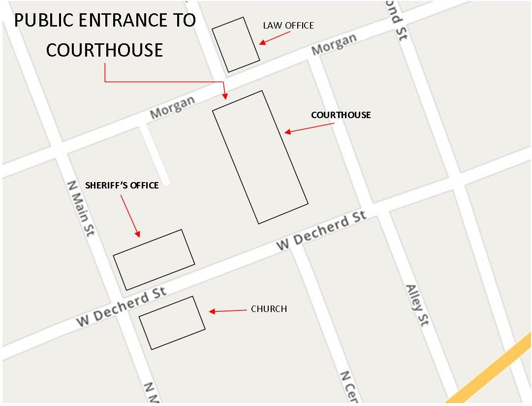 In an effort to increase court house security the public will see several changes at the Robertson County Court House &amp; court house annex.

Starting 06/03/19 the public will ONLY be able to enter the court house thru the NORTH ENTRANCE of the COURT HOUSE ANNEX.
 
 MAP ATTACHED