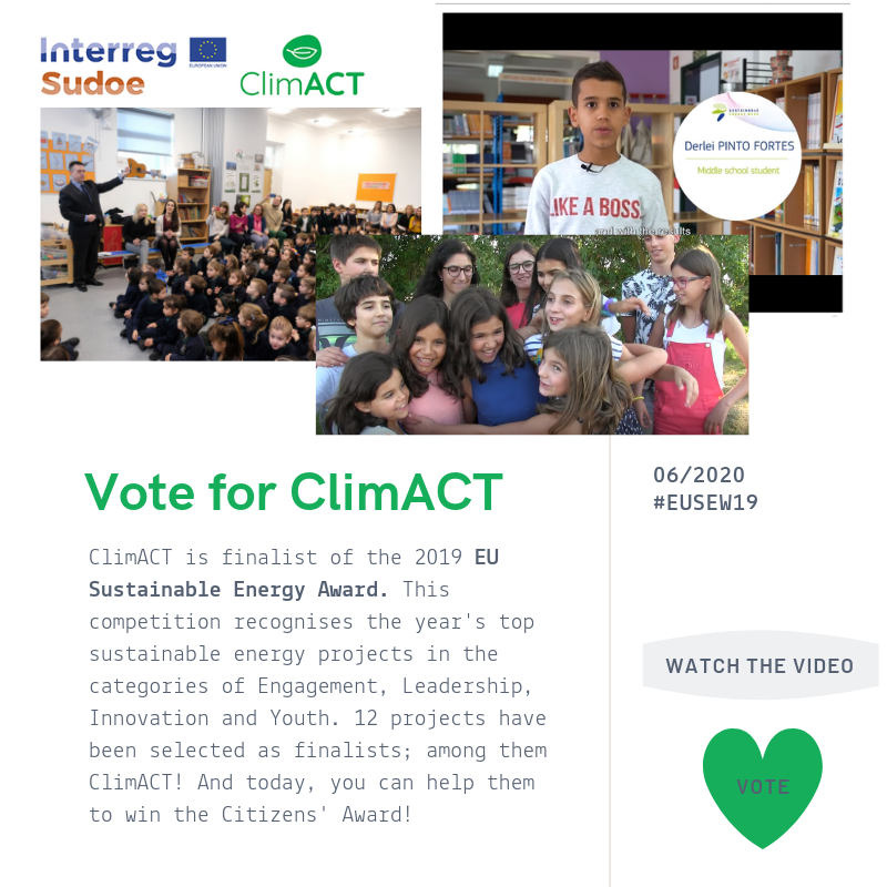 6Sudoe's tweet photo. 📢🏆 If U didn't do it yet, U're still on ⏰to vote for @ClimACT_SUDOE in the EU Sustainable Energy Award! Have a look to their 💕video &amp; VOTE for them ▶️https://t.co/bPu6hU1ynz
#EUSEW19 https://t.co/8xkZ8zClG0