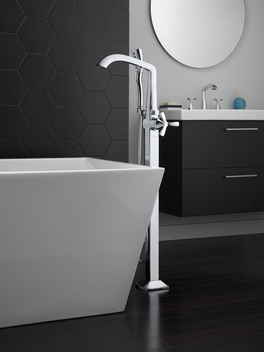 TeamTDP's tweet photo. It's #NationalMintJulepDay - We think classic when we think Mint Julep, just like the STRYKE™ Freestanding Tub Filler from @deltafaucet #TDPpicks https://t.co/AJ8VURIzG6