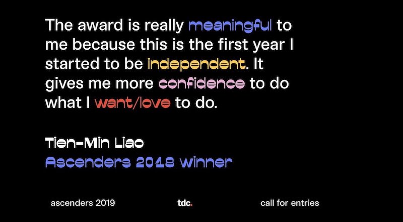 typedirectors's tweet image. What does it mean to be honored as one of the Ascenders 2019 -- the competition for type-oriented designers 35 years and younger? Here is what @typeji says. Two weeks left to enter: tdc.org/news/tdc-ascen…