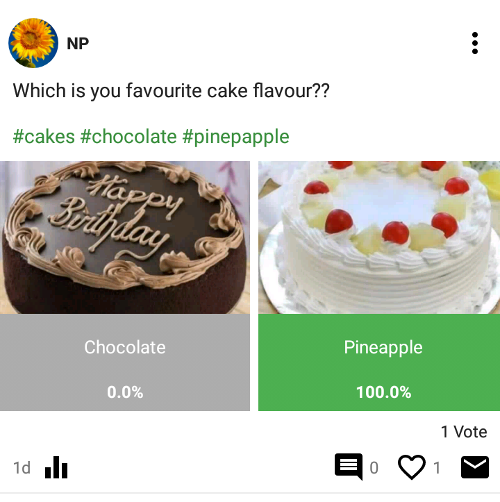 pollview's tweet photo. Which is favourite cake flavour??

Follow us to see more post like this 😊😊😊

#cake #chocolate #pinepapple https://t.co/8cEqu0YgrA