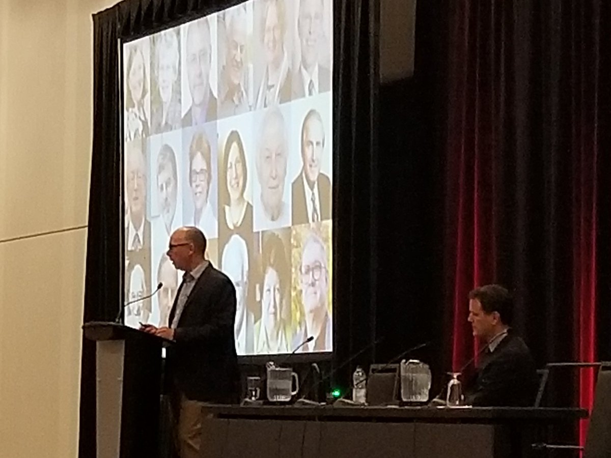 <a href="/SteveUBC/">Steve Morgan, PhD</a> delivering Emmett Hall lecture in #CAHSPR2019 on universal Pharmacare - what an honour!
