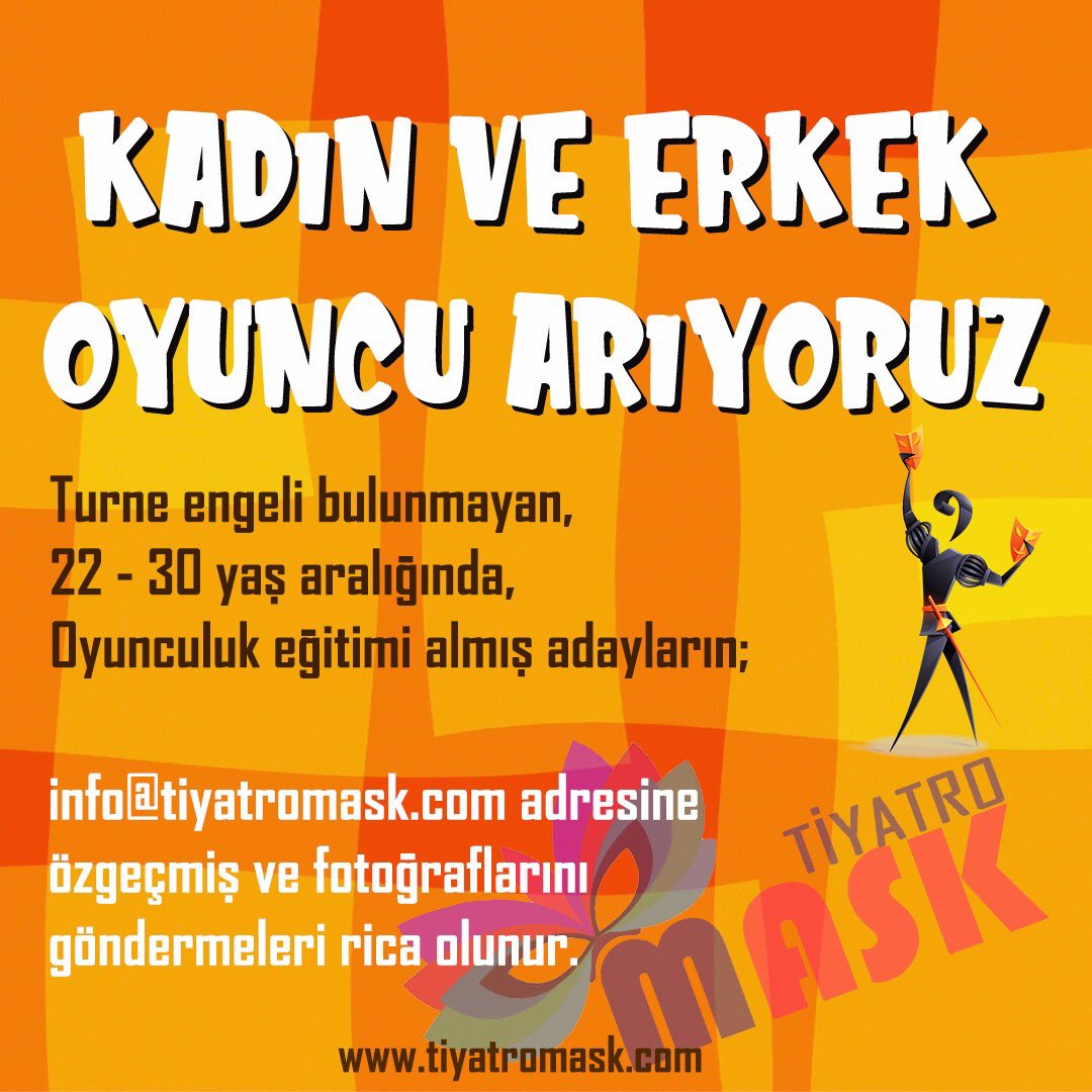 Yeni sezonda sahnelenecek oyunlarımız için #OyuncuAriyoruz🎭🤹🏼‍♀️