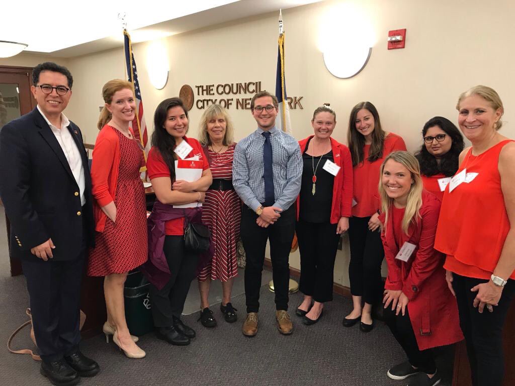 RobinVitale's tweet photo. A powerful day spent connecting @ahanewyorkcity advocates w @nyccouncil leaders. Thanks to @teensforfoodjustice for sharing their student research showing the burden of healthy food access in many city neighborhoods. #AHADayNYC #Hungry4Options #WalkRideRoll #PE4All https://t.co/mgPhnZFwwm