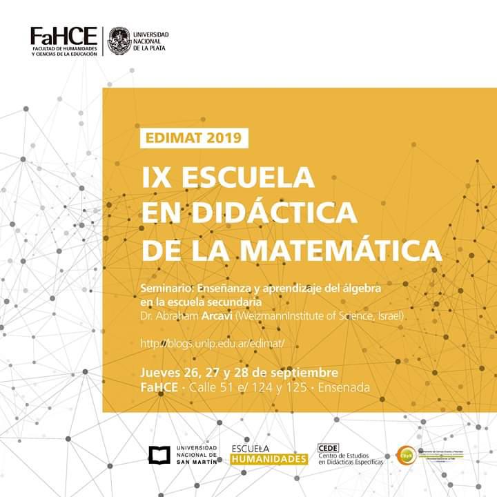 giacoss's tweet photo. Escuela en Didáctica de las Matemáticas IX EDIMAT 2019. 
Este año, el programo nos sorprende con un seminario intenso sobre el álgebra y su enseñanza en la escuela secundaria.
#FAHCE
https://t.co/ayeb8iU1XO https://t.co/Q8cL5IGwld