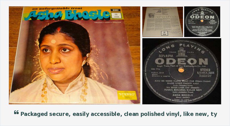 BollywoodVinyls's tweet photo. #AshaBhosle - #AnUnforgettableTreat - FOR SALE - BID NOW - #LP #Vinyl #Record #Bollywood #Hindi #Indian #BollywoodVinyl #BollywoodRecord #BollywoodLP #IndianVinyl #IndianRecord #IndianLP #BollywoodVinylForSale #VinyRecord #VinylRecordsForSale #Jaidev
https://t.co/0z1jATvLv0 https://t.co/SpzbybwJOn