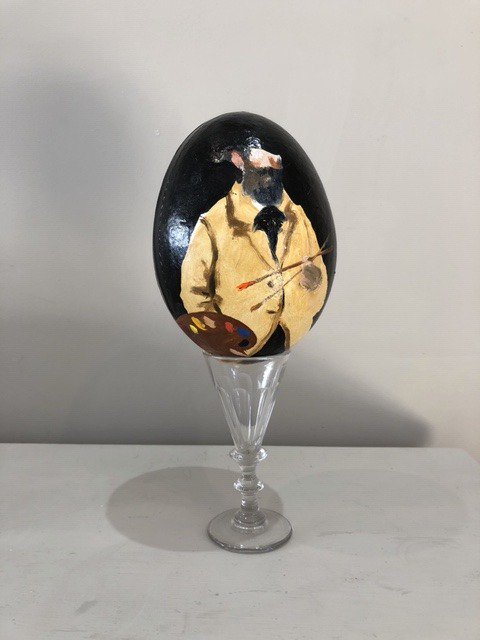 This is the wonderful ‘Eggward Manet’ painting by ⁦<a href="/hollyfrean/">Holly Frean</a>⁩ . We are auctioning this in aid of Great Ormonde Street hospital. Ring 02073520837 or email: mail@greenandstone.com to bid. #charity #fineart #manet #oneofakind <a href="/GOSHCharity/">Great Ormond Street Hospital Charity</a>