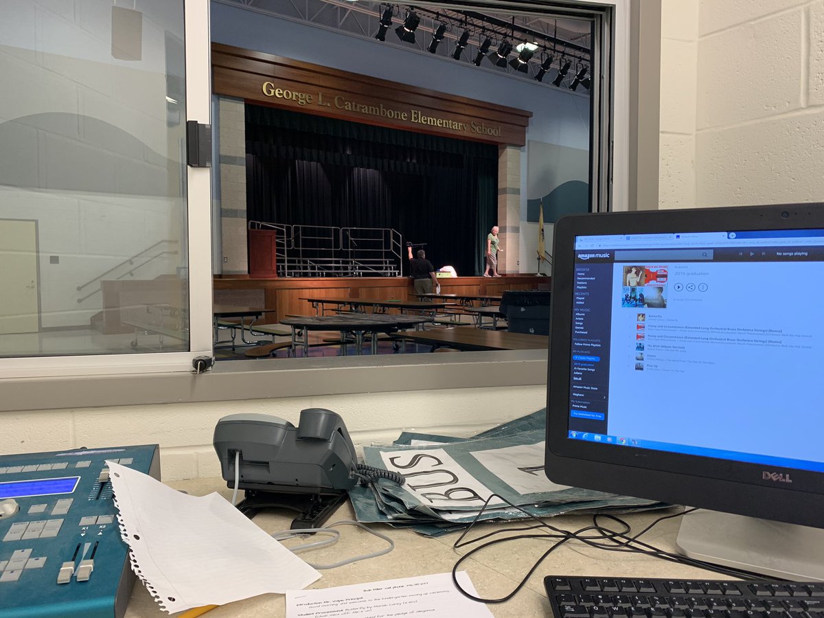 gomezjasr's tweet photo. Reporting live, once again, from the GLC light/sound booth. Getting ready to run a rehearsal with our Kindergarten students for their stepping up ceremony. Let the #stagemanager juices flow 😎 #glc #techlife #lifeinthebooth #wcmm https://t.co/Li2W34bwUg