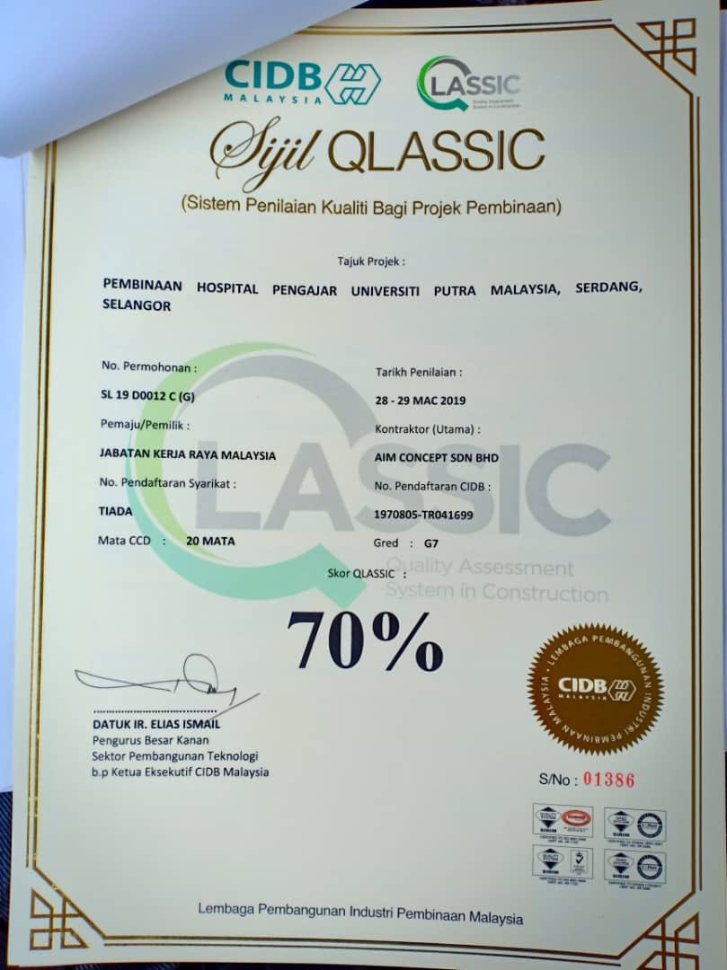 Ar Azmanhashim On Twitter Thanks To Cream Cidb Congratulation To Aim Concept Projek Hpupm Just Got 70 Qlassic Certification We Managed To Get It Due To Everybody S Hard Work Aspiration