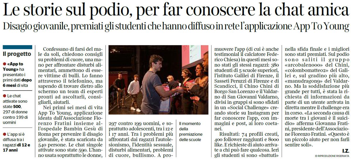 KinoaStudio_'s tweet image. Grazie alla #SocialChallenge il metodo di diffusione di messaggi positivi su #Instagram ideato da @KinoaTech e @datalifelab, abbiamo promosso l&apos;applicazione #AppToYoung.
L&apos;evento finale del progetto è stato raccontato su @rep_firenze  e @corrierefirenze