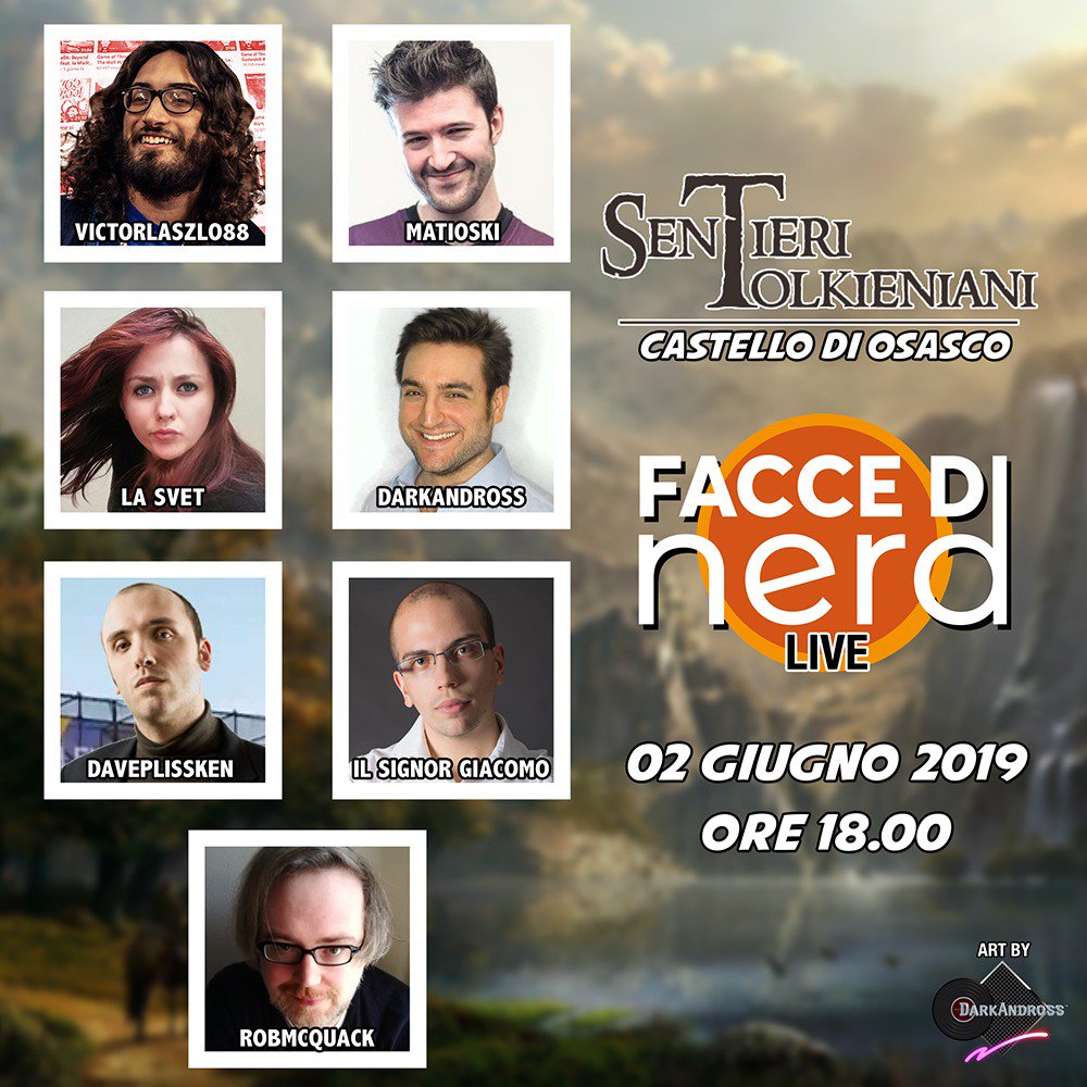 RobMcQuack's tweet photo. Amici piemontesi, domenica due giugno vi aspetto con tutti i ragazzi di #FacceDiNerd per una puntata live a #SentieriTolkieniani a Castello di Osasco (To)!

Ci vediamo alle 18! https://t.co/WoBe3U5UIZ