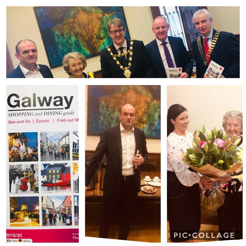KennethDeery's tweet photo. Mayor @niallmcnelis &amp; President @DHickeyGalway of @GalwayChamber launched the @GalwayCBA dining &amp; shopping guide 2019-20 this morning with @AIBBiz in AIB Lynches Castle. Great local pro business community initiative. #backingdoing https://t.co/TYOqe5Vckb