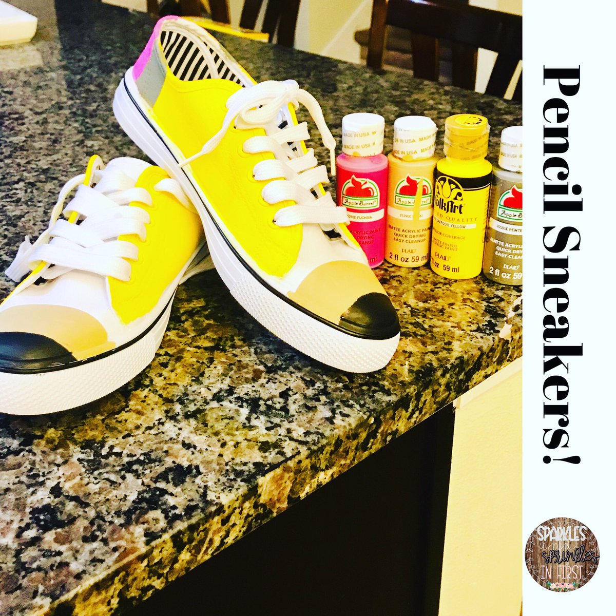 DebriceH's tweet photo. I just love my pencil sneakers! #sneakers #teacher #teacherlife #crafts https://t.co/ZabFn8MC1K