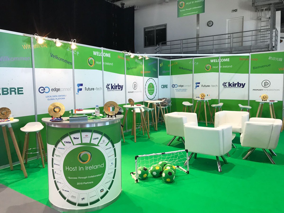 hostinireland's tweet photo. Throwback to the #HostInIreland Pavilion at the @datacloudAwards &amp; @DatacloudGlobal 2018. We're really looking forward to returning with 4 of our partners @CBRE_Ireland @PIntegration @digitalrealty &amp; @ethoseng! Will we see you there? 

#DataCloudAwards #DataIsle https://t.co/CILcuMEMJU