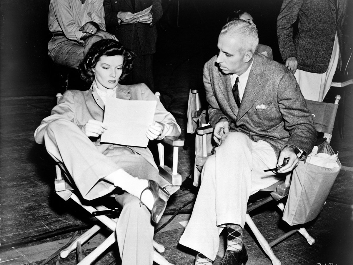 Remembering Howard Hawks on his birthday, here with Katharine Hepburn on  the set of BRINGING UP BABY ('38), image size:1200x900