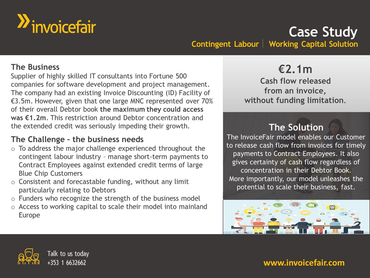 befinancefair's tweet image. Our Trade of the Week looks at the key challenge of mismatched payments in the contingent labour industry and overcoming debtor concentration.
@Sorcha_FinTech  #SMEfunding #Workingcapitalsolutions #Invoicetrading #Alternativefinance