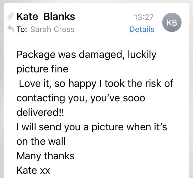Sarahcross01's tweet photo. Despite parcel force’s rubbish service... a very happy customer.. hard to describe the feeling when you get a message like this.. makes all the hours put into a piece worthwhile ❤️ #textileart #forest #fabric https://t.co/EG5QON7SNQ