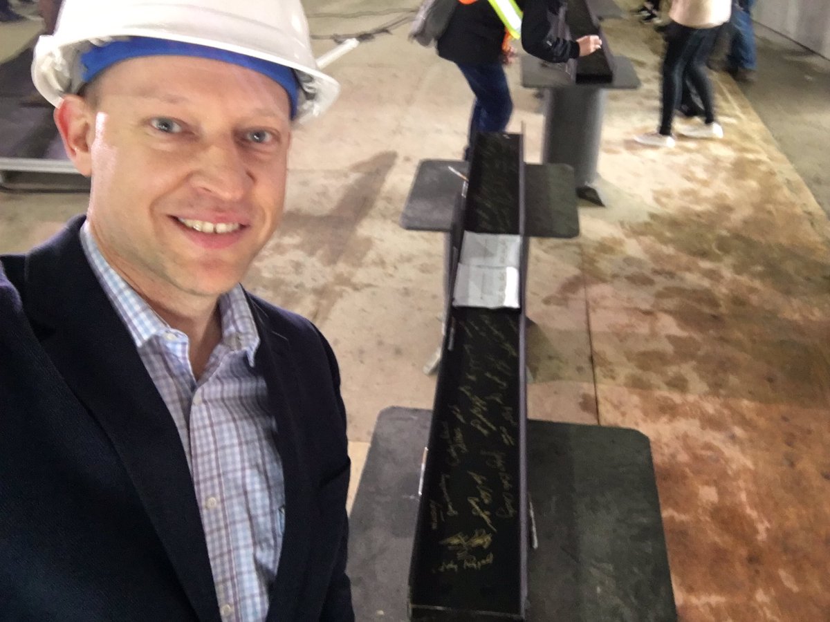 FranklinFamme's tweet photo. Honoured to represent the @stratfest Board at yesterday’s topping ceremony for the Tom Patterson Theatre centre. Can’t wait until opening in 2020! #tpt #tompatterson #spiritofthetent https://t.co/4O0lSGq5cc
