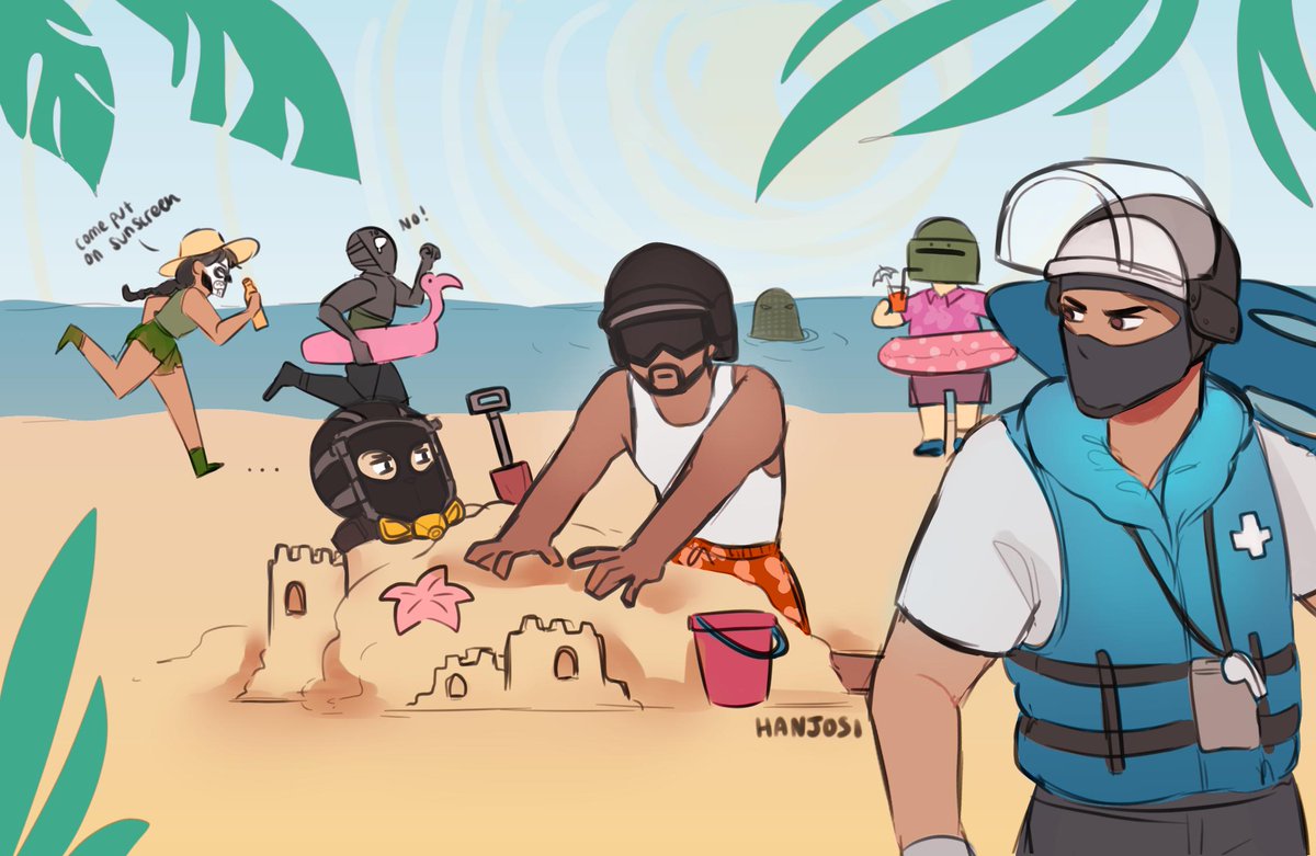 hanjosi's tweet photo. more pool party siege stuff ☀️☀️ #UbiFanart https://t.co/28a6wPLFKR