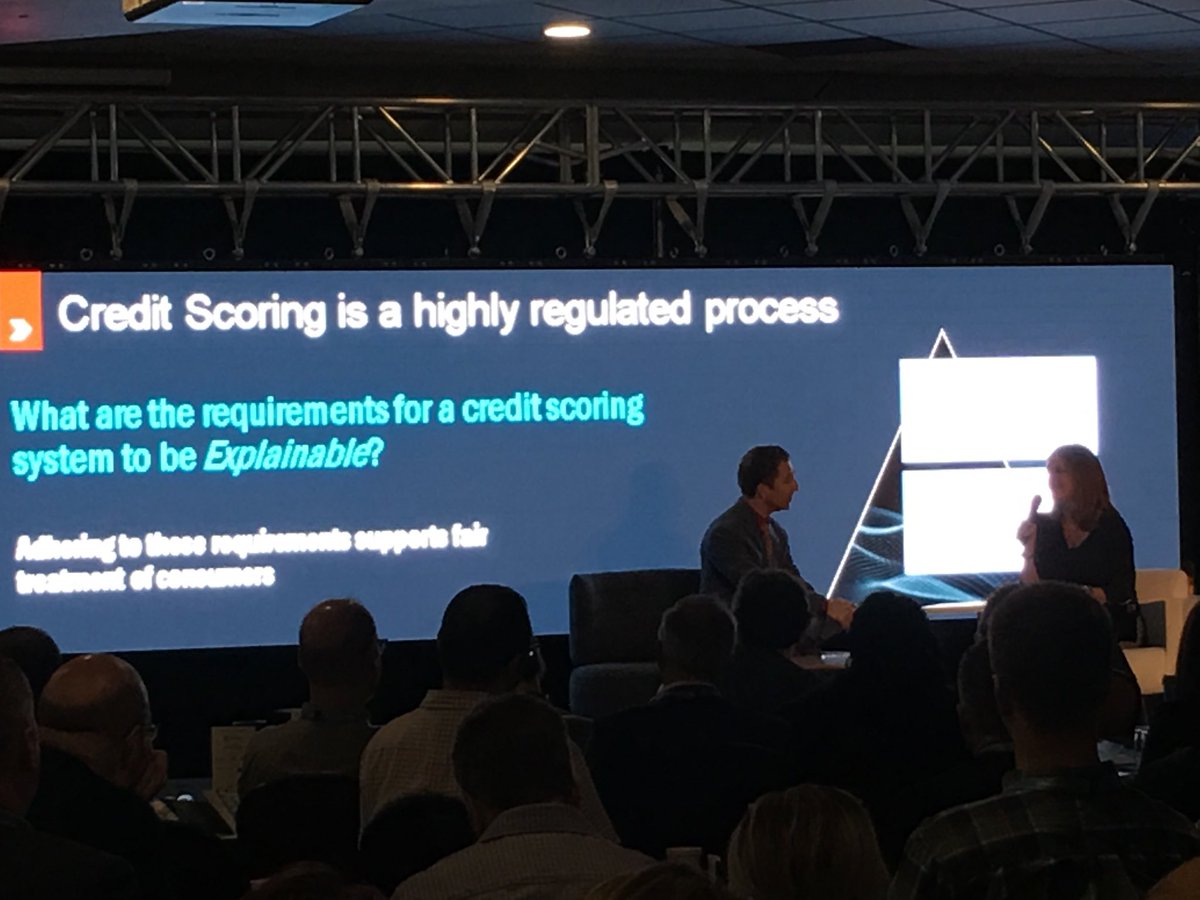 lathib's tweet photo. ⁦@Equifax⁩ Canada’s President Lisa Nelson explains their transformation to make credit scoring explainable through reason codes and #AI innovation. #ImpactAI2019 with Michael Hainsworth. https://t.co/xPF1lFujuj