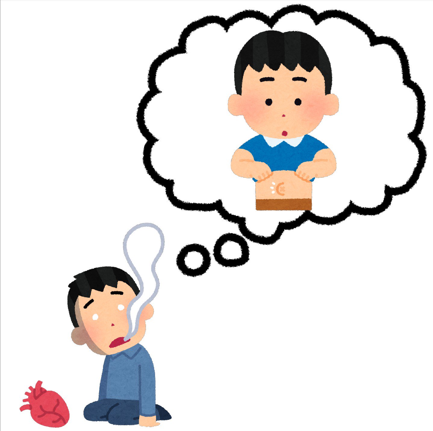 まいチクをいらすとやで再現 Dayukoume 再現難易度 使ったイラスト 4枚 ふきだしのイラスト でべそのイラスト 魂が抜けた人のイラスト 男性 心臓のアイコン 内臓 まいにちチクショー T Co Jrw5eecm4u Twitter