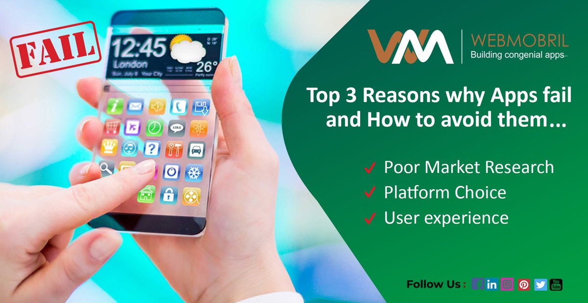 webmobrilinc's tweet photo. Reasons why apps fail & how to avoid them.
https://t.co/UZHbI8owgB
#MobileAppDevelopment #appsuccess #market #userexperience #reasonforfailure #tips4you #blogoftheday #ThursdayThoughts #webmobril https://t.co/Be8JAr2VQH