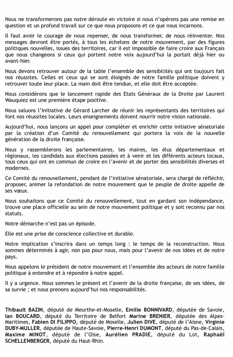Contribuer à la refondation des <a href="/lesRepublicains/">les Républicains</a>. Collectivement et avec humilité.

La jeune génération s'engage, ancrée et proche de ses concitoyens 🏙 🏞