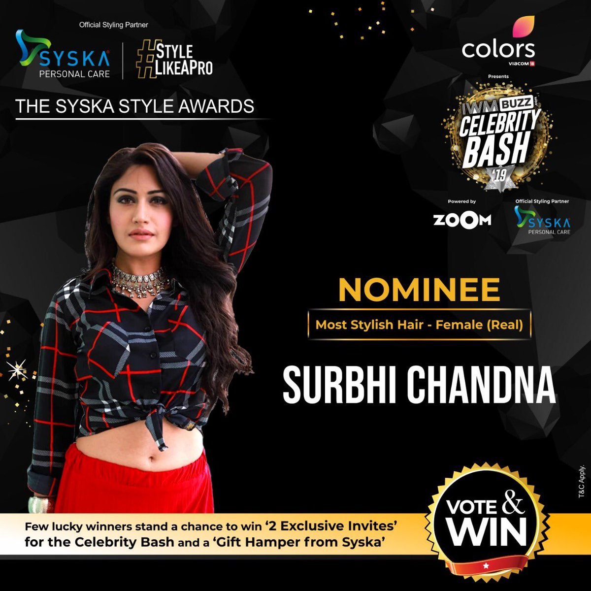 iwmbuzz's tweet photo. .@SurbhiChandna is nominated in the Most Stylish Hair (real) category at IWMBuzz Syska Style Awards.  VOTE Now and win '2 Exclusive Invites' and a 'Gift Hamper from Syska' 
https://t.co/ZGfgAB9DHk... 

#IWMBuzzParty #StyleLikeAPro #StyleVersatile #Syskapersonalcare @SyskaIndia https://t.co/2JauS1OHgd
