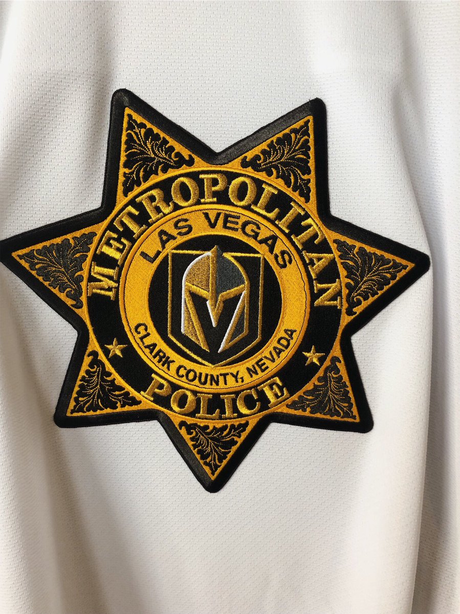 GoldenKnights's tweet photo. The Las Vegas Metropolitan Police Department hockey team is heading to Belfast to play a couple of games for charity 😃

The jerseys they’re bringing with them are 🤩😵💯👌 https://t.co/YXsBQpfkZu