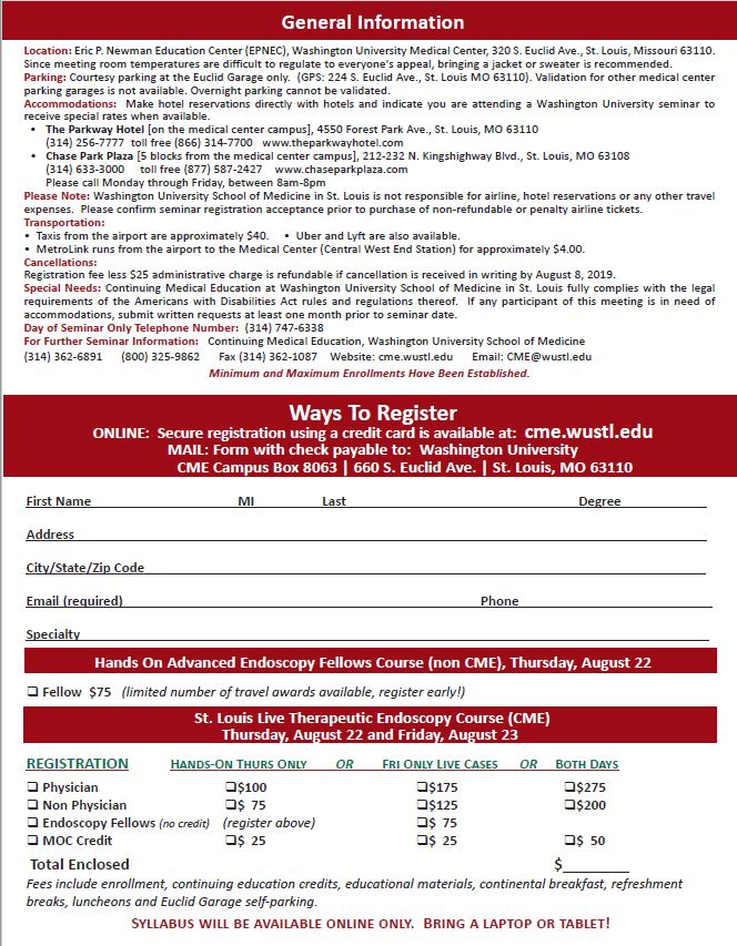 ZachSmithGI's tweet photo. GI and advanced #endoscopy fellows: Please consider attending a fantastic fellow and live endoscopy course at my alma mater @WUSTLmed. This is a terrific course, with outstanding faculty. August 22/23. Register early as there are some travel awards available! Register @wustlcme https://t.co/U9pLnx6ulT