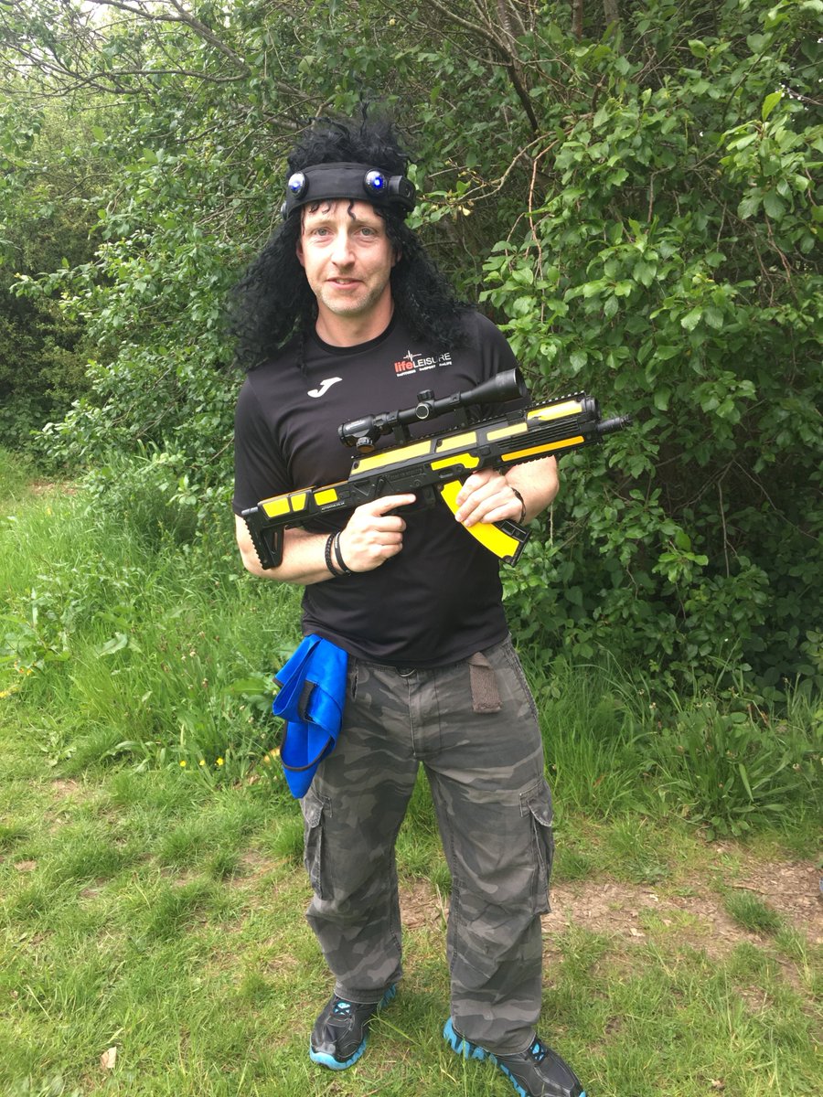 Great shot of coach Gaz on the <a href="/SSVStockport/">StockportSportsVill</a> #KidsHolidayCamp getting into the ⭕️ #LaserCombat ⭕️ spirit! Good one Gaz! 🎉 Remember that kids booked on to our camps <a href="/SSVStockport/">StockportSportsVill</a> will get to experience our exciting #LaserCombat as part of their activities. Book 👉 0161 494 3140