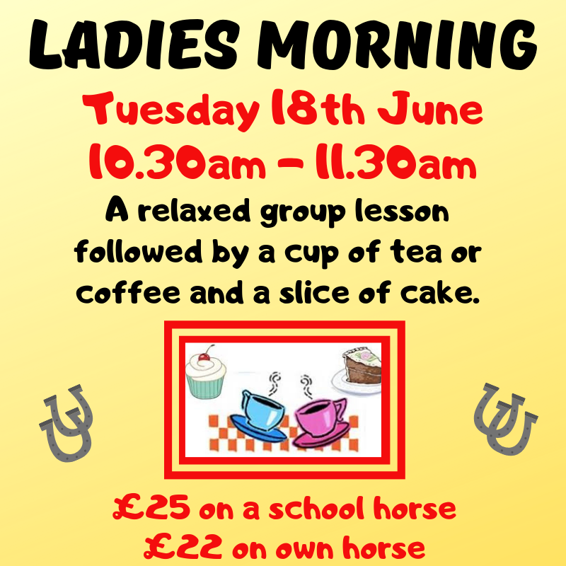 CatheringtonEC's tweet photo. These mornings are for ladies to come and have a relaxed group lesson, make new friends and enjoy a cup of tea or coffee and some cake and biscuits. 

All welcome, including those with their own horses.

These sessions are popular so book early to avoid disappointment! 
🐴🍰☕ https://t.co/Ia5o7ZZP9o