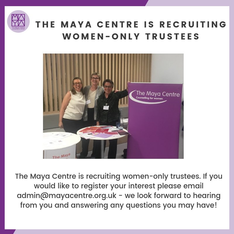 Interested in becoming a trustee but haven’t found the right charity yet? Get in touch with The Maya Centre at admin@mayacentre.org.uk Thank you to @TheBIGAlliance for organising the #BoardMatch7 event this week. #TalkEnablesChange #MentalHealthMatters #trustees