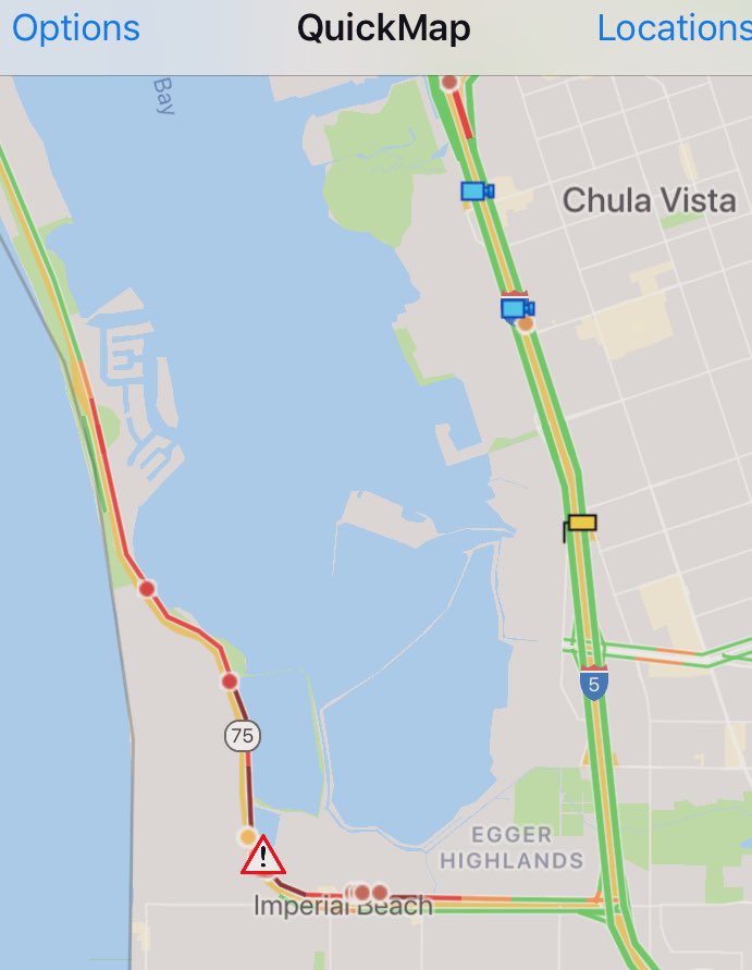WarningWatch_SD's tweet photo. Expect delays if you’re heading Northbound on SR-75 from Imperial Beach to Coronado. #SDCaltransAlert https://t.co/et2Jn06unm

— Caltrans San Diego (SDCaltrans) May 30, 2019

SDCaltrans