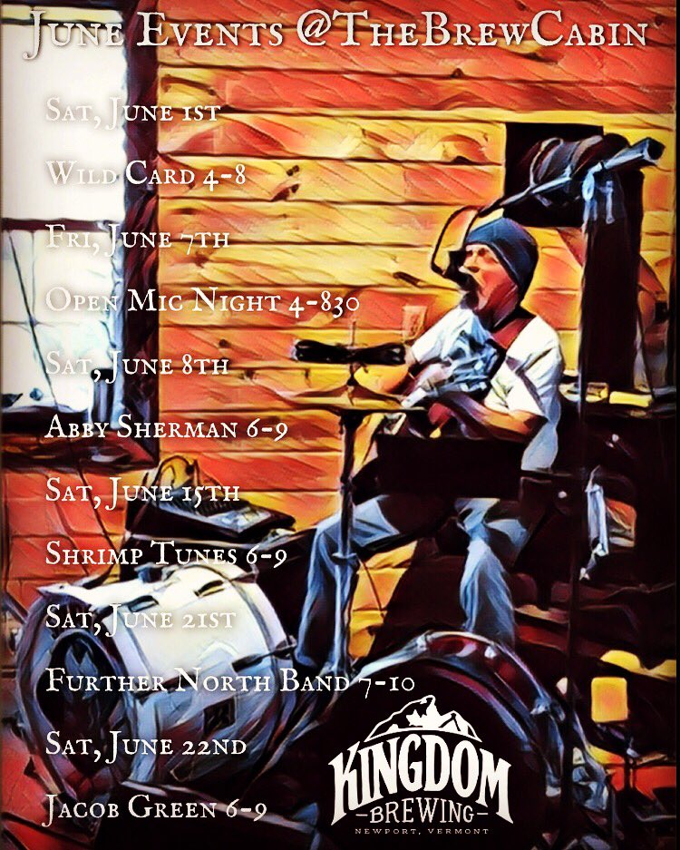 KBrewing's tweet image. 🎙🍺👍Enough Live Music to 
Keep Your Cabin Crankin’ ⛺️
and Your Cottage Rockin’ 🎸
All June Long Only @thebrewcabin 
Visit Our Profile Link For More Details 
#kingdombrewing #drinklikeavermonter #northeastkingdom #jaypeak #kingdomtrails #easterntownships #cantonsdelest