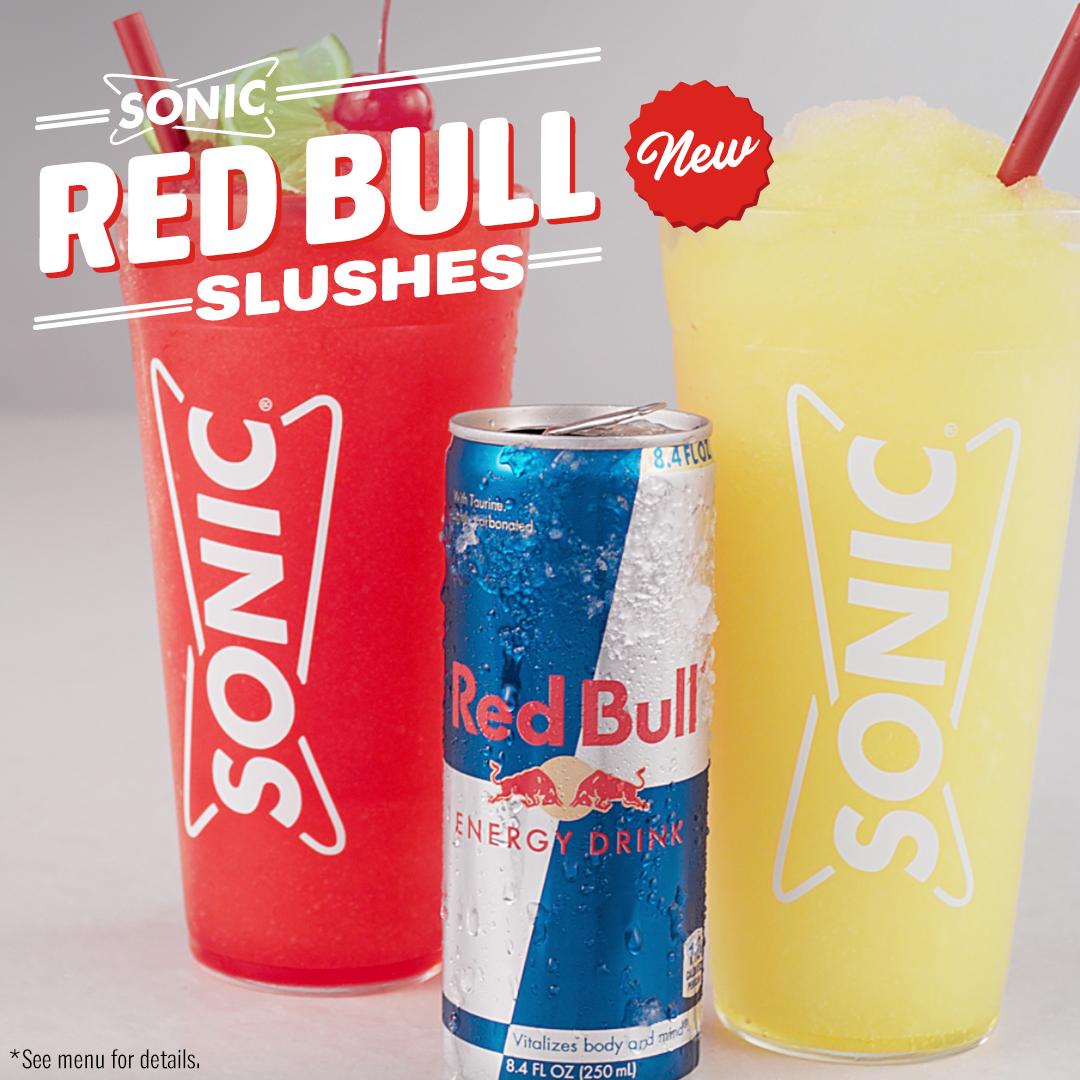 Sonic Drive-In Twitter: "Red Slushes have arrived! 👊Try the icy @ redbull Slush, or the Cherry Limeade #RedBullSlush with fresh-squeezed lime! https://t.co/CFfwqojetN" / Twitter