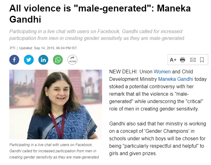 pankajcgupta's tweet photo. Congratulations to all the MEN &amp; BOYS of India. 

Finally, @Manekagandhibjp is not a part of Council Of Ministers

Remember,
"All Violence is male-generated"
"Paternity leave will be just a holiday for men"
"Never heard men commit suicide"

#FakeCases
#ModiSwearingIn
#ModiSarkar2 https://t.co/Rh1X9OVs3U